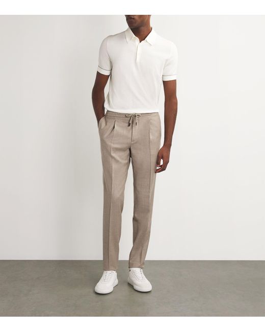 Brioni White Cotton Polo Shirt for men