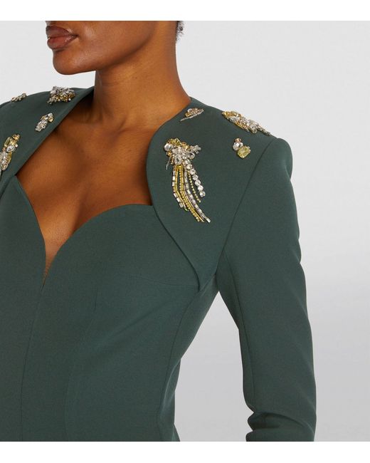 Safiyaa Green Crystal-embellished Trixie Gown