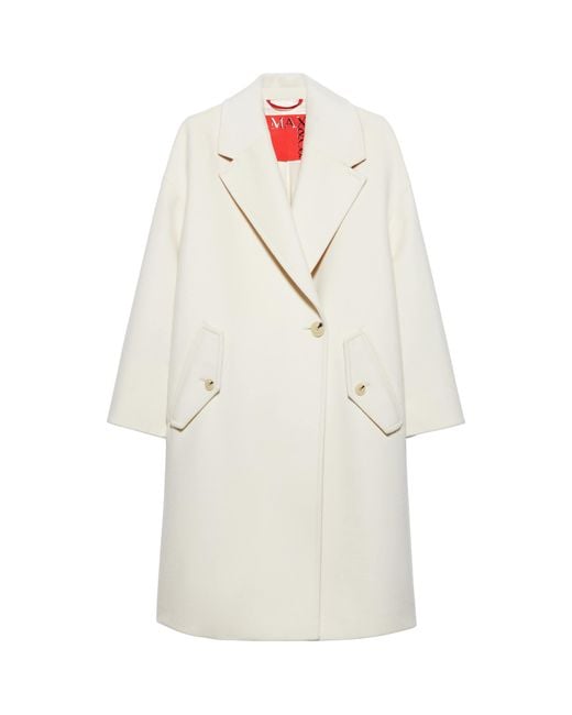 MAX&Co. White Wool-Cashmere Overcoat