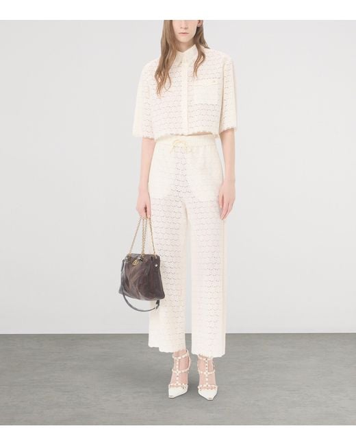 Valentino Natural Cropped Broderie Anglaise Shirt