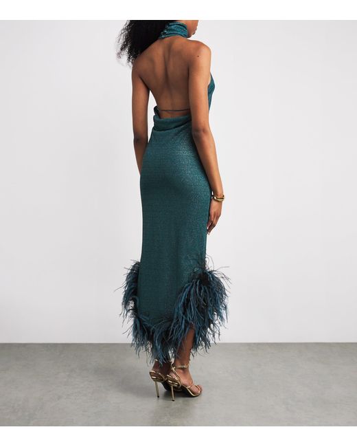 Osree Women's Blue Halterneck Lumire Plumage Maxi Dress - coffeafoods.com Osree Women's Blue Halterneck Lumire Plumage Maxi Dress - coffeafoods.com
