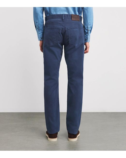 Brioni Blue Stretch-Cotton Chinos for men