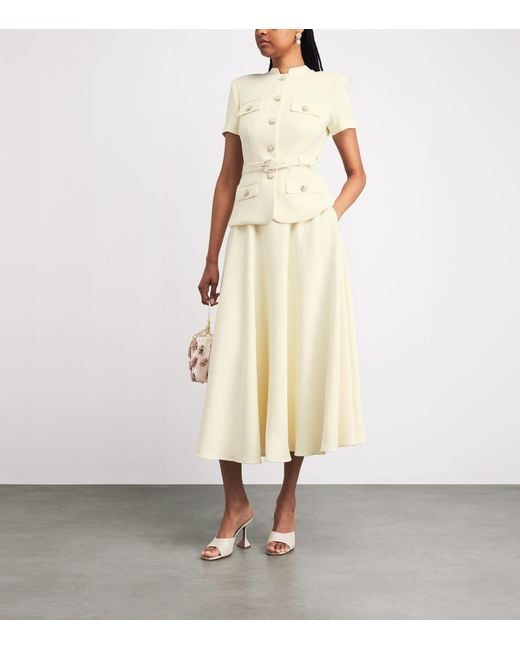 Self-Portrait Metallic Crepe Peplum Midi Dress