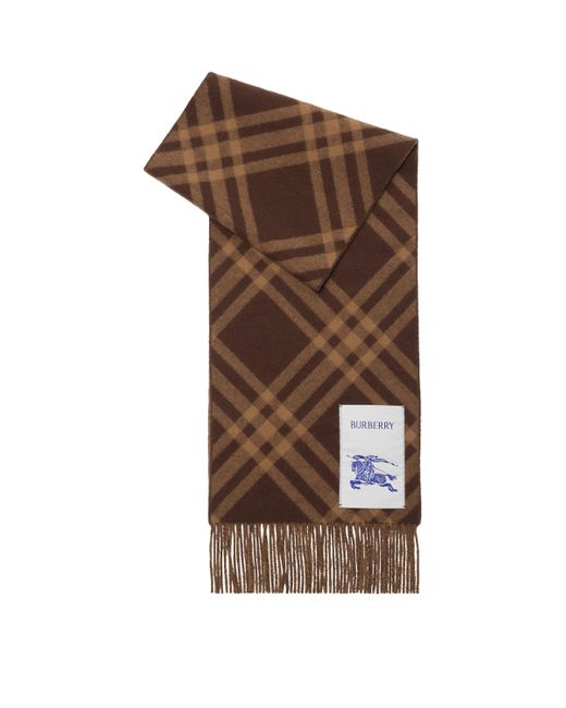 Burberry Brown Cashmere Check Scarf