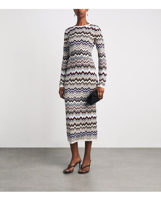 Missoni White Chevron Knit Midi Dress