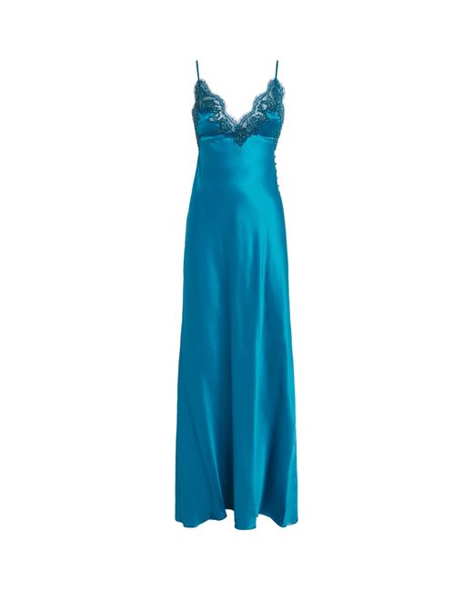 Rosamosario Blue Silk Hope Maxi Nightdress