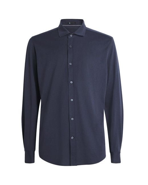 Colombo Blue Silk-Cotton Shirt for men