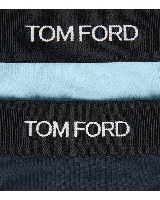 Tom Ford Blue Stretch-Cotton Logo Boxers for men