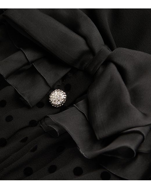 Alessandra Rich Black Silk Polka-dot Midi Dress