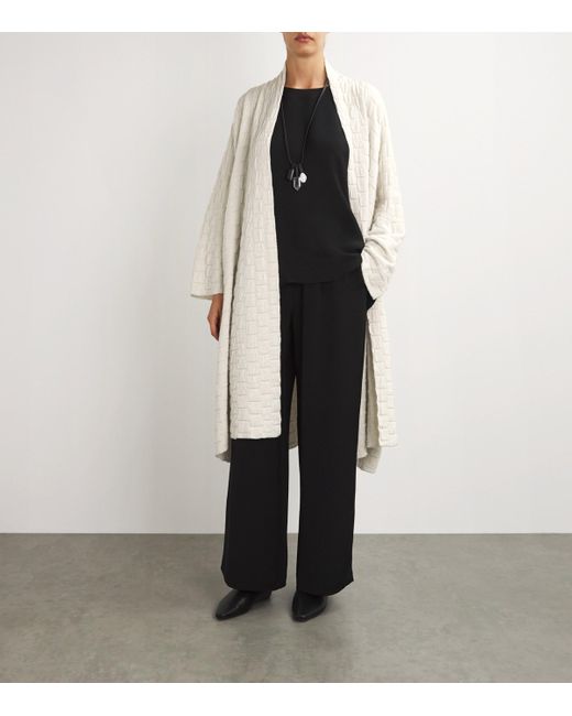 Eskandar White Cashmere Square-Rib Cardigan