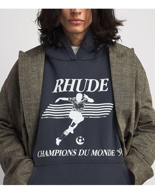 Rhude Blue Cotton Set Piece Hoodie for men