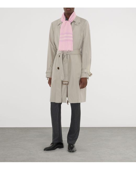 Burberry Pink Wool Wide Check Scarf