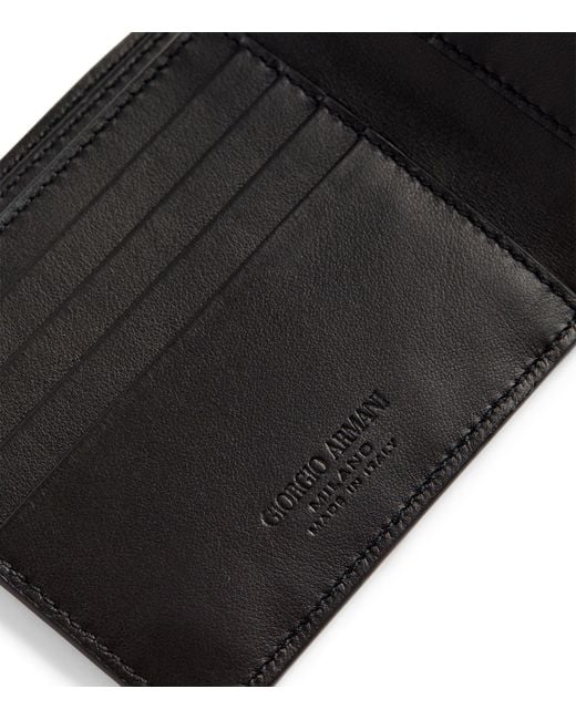 Giorgio Armani Black Leather Wave-embossed Bifold Wallet for men