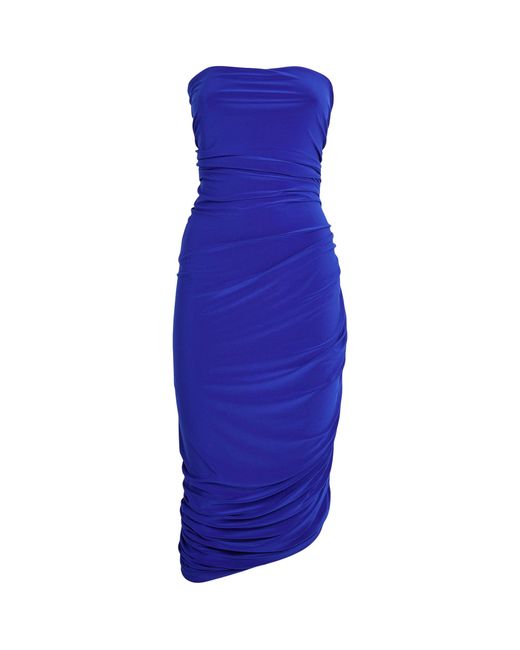 Norma Kamali Blue Strapless Diana Midi Dress