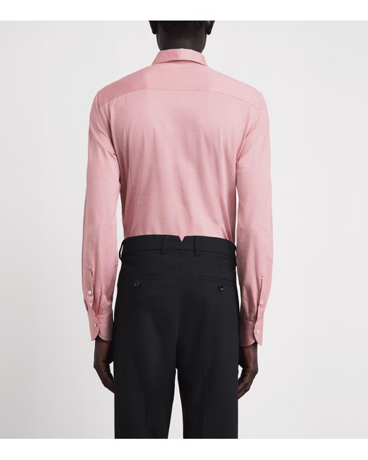 Isaia Pink Cotton Jersey Shirt for men