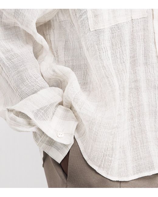 Cole Buxton White Linen-Blend Slub Check Ivy League Shirt for men