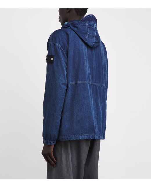 Stone Island Blue Hooded Anorak Jacket for men