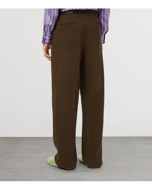 Tom Ford Brown Wool Pleated Trousers for men