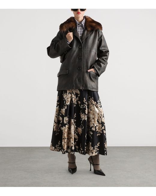 Dolce & Gabbana Black Silk Floral Midi Skirt