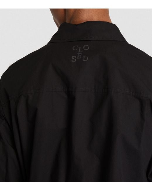 Closed Black Cotton Zip Overshirt for men