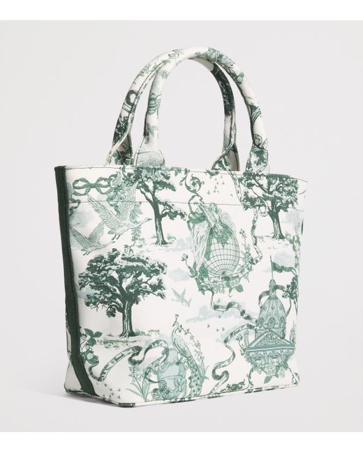 Harrods Green Small Toile Tote Bag