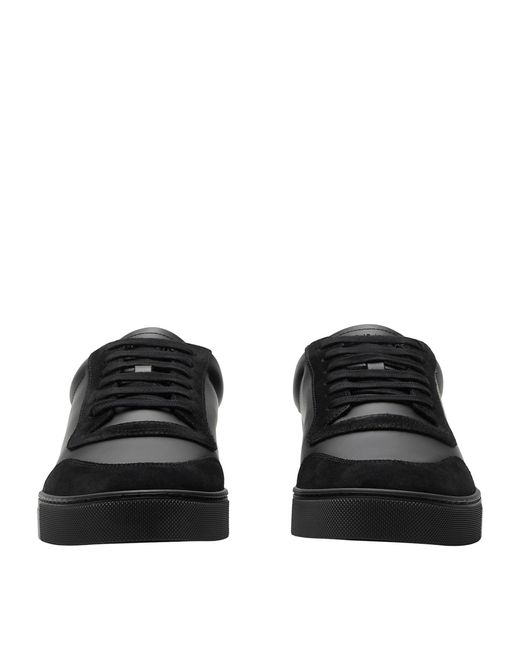 Burberry Black Leather Check Sneakers for men