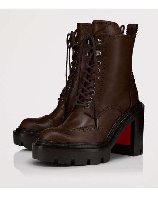 Christian Louboutin Brown College Leather Heeled Boots 100