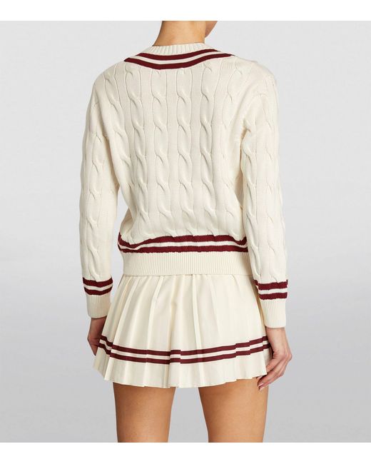 Sporty & Rich White V-neck Cable-knit Sweater