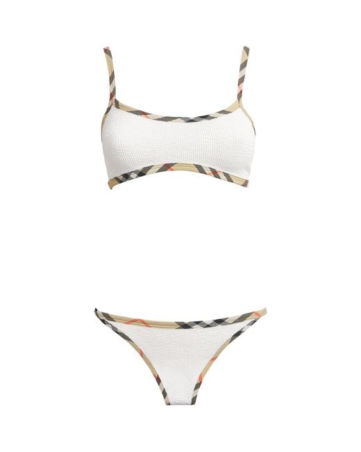 BURBERRY X HUNZA G White X Burberry Check-Trim Tyler Bikini