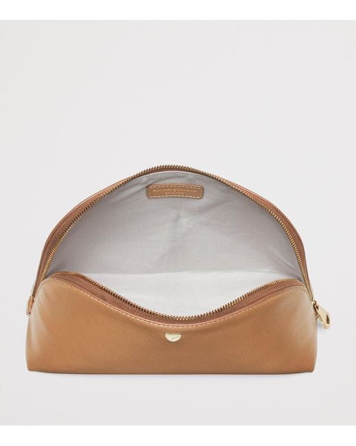 Aspinal Brown Large Grained Leather Cosmetics Case
