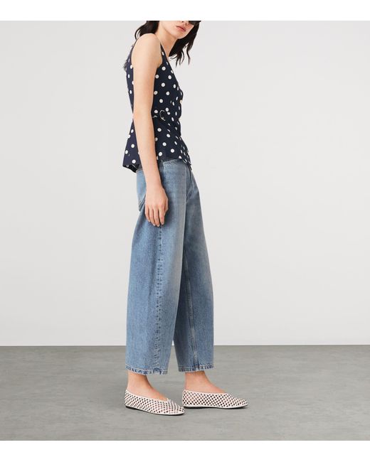 Maje Blue Linen-Blend Polka-Dot Waistcoat