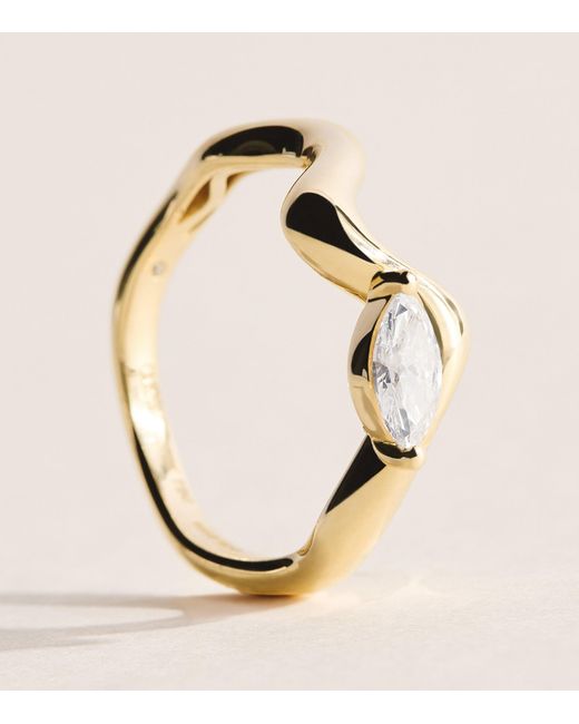 SHAY Natural And Diamond Marquise Wave Ring