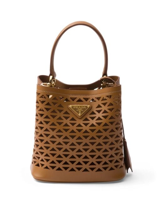 Prada Brown Mini Leather Panier Bucket Bag
