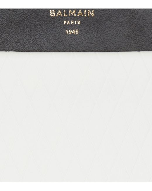 Balmain White Embossed Leather Mini 1945 Bag