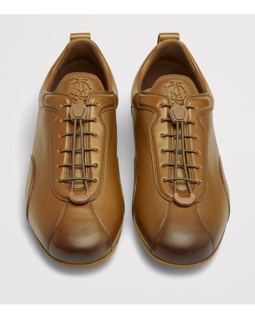 Dunhill Brown Patina Calfskin Davies Sneakers for men