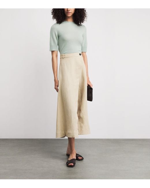 LeKasha Green Cashmere Short-Sleeve Chypre Sweater
