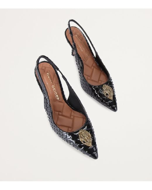 Kurt Geiger Black Snake-Effect Belgravia Slingback Pumps