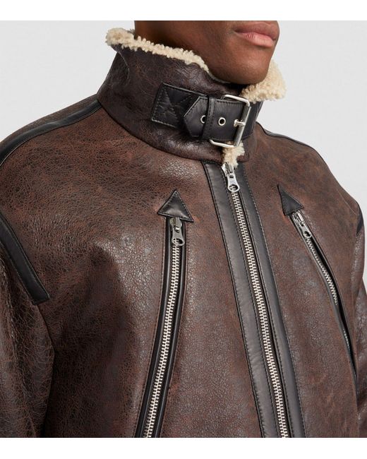 MM6 by Maison Margiela Leather-shearling Jacket in Brown for Men