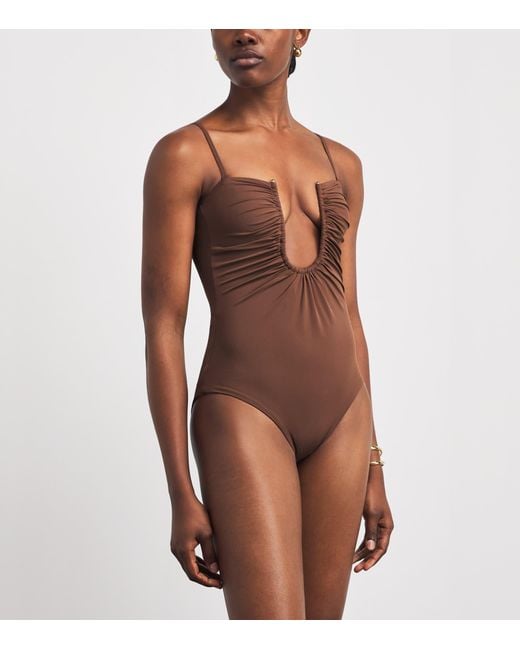 Christopher Esber Brown Arched Swimsuit