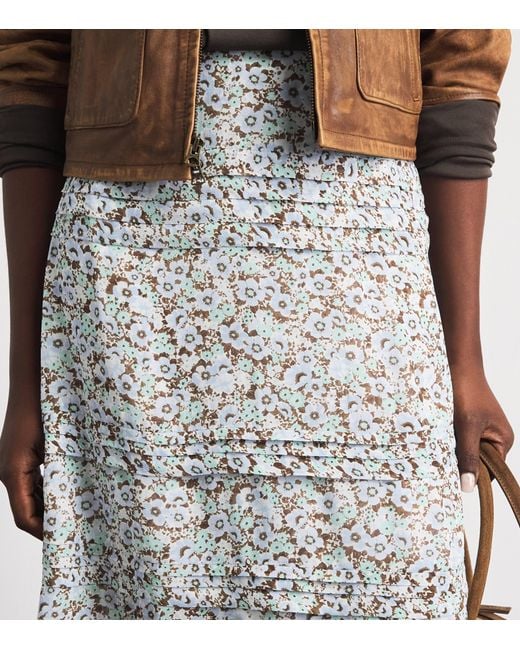 Tory Burch White Printed Midi Skirt