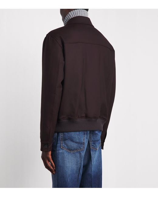 Isaia Brown Wool Padded Aviator Jacket for men