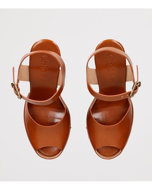 Chloé Brown Leather Meret Platform Sandals 160