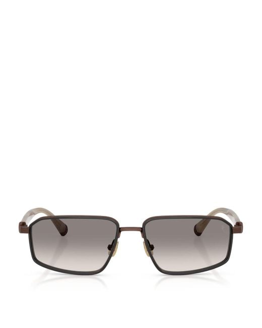 Brunello Cucinelli Gray Titanium Rectangle Jarama Sunglasses for men