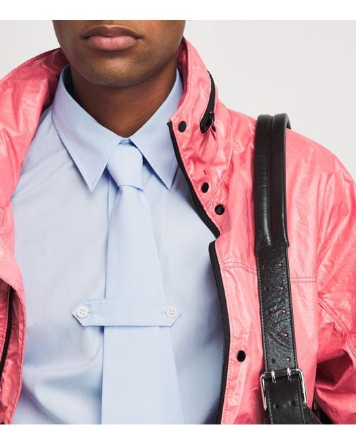 Dries Van Noten Blue Cotton Integrated-Tie Shirt for men