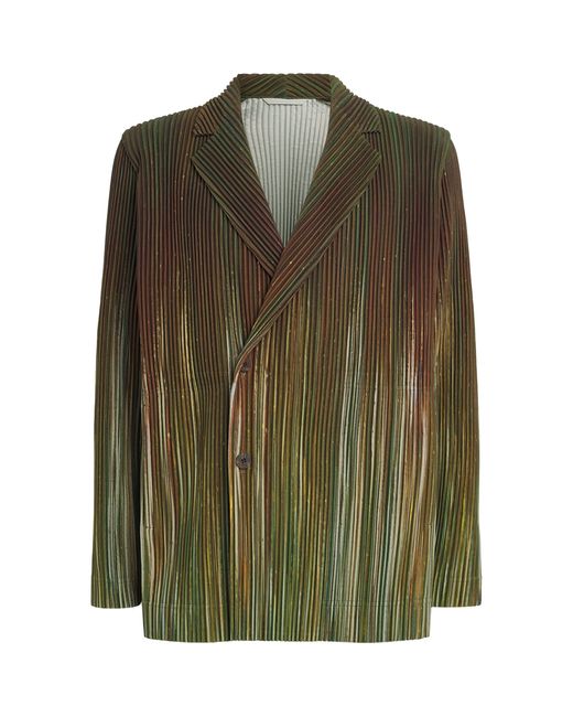 Homme Plissé Issey Miyake Green Pleated Blazer for men