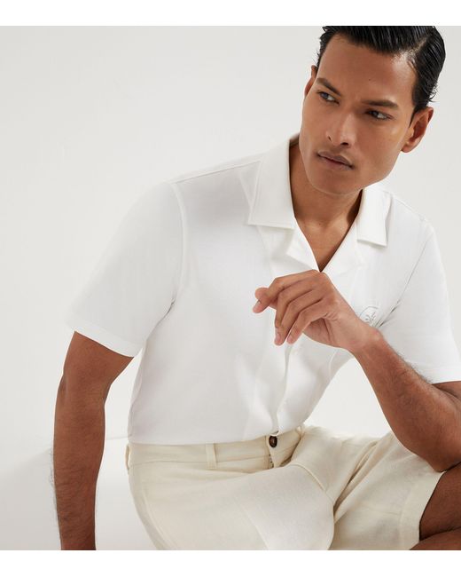 Brunello Cucinelli White Cotton Short-sleeve Shirt for men