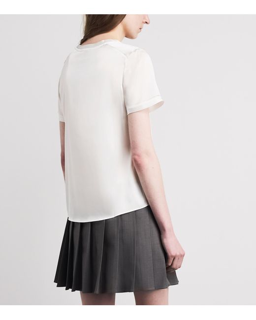Maje White Stretch-Silk T-Shirt
