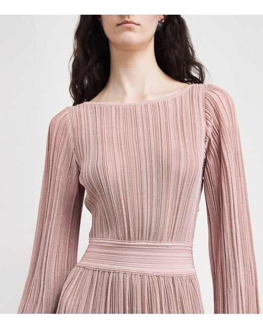 Valentino Pink Knit Metallic Maxi Dress