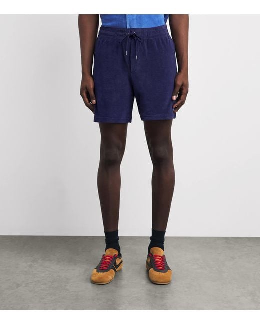 Polo Ralph Lauren Blue Cotton Terry Polo Pony Shorts for men