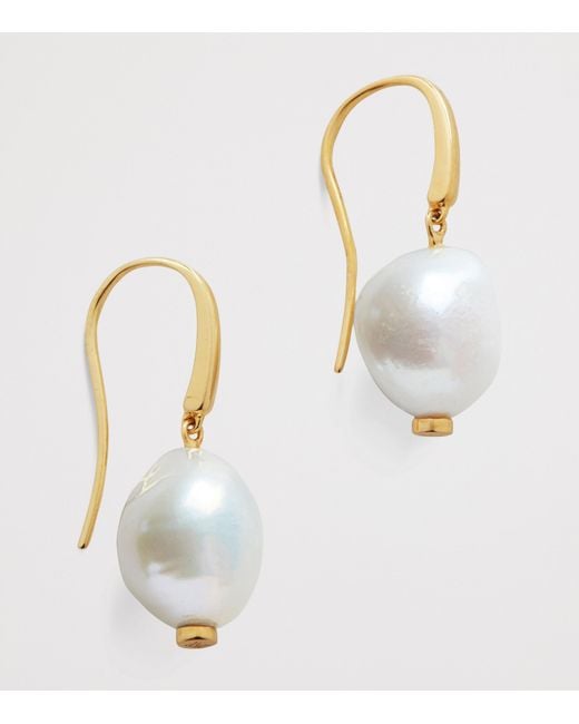Monica Vinader White Vermeil And Keshi Pearl Nura Earrings